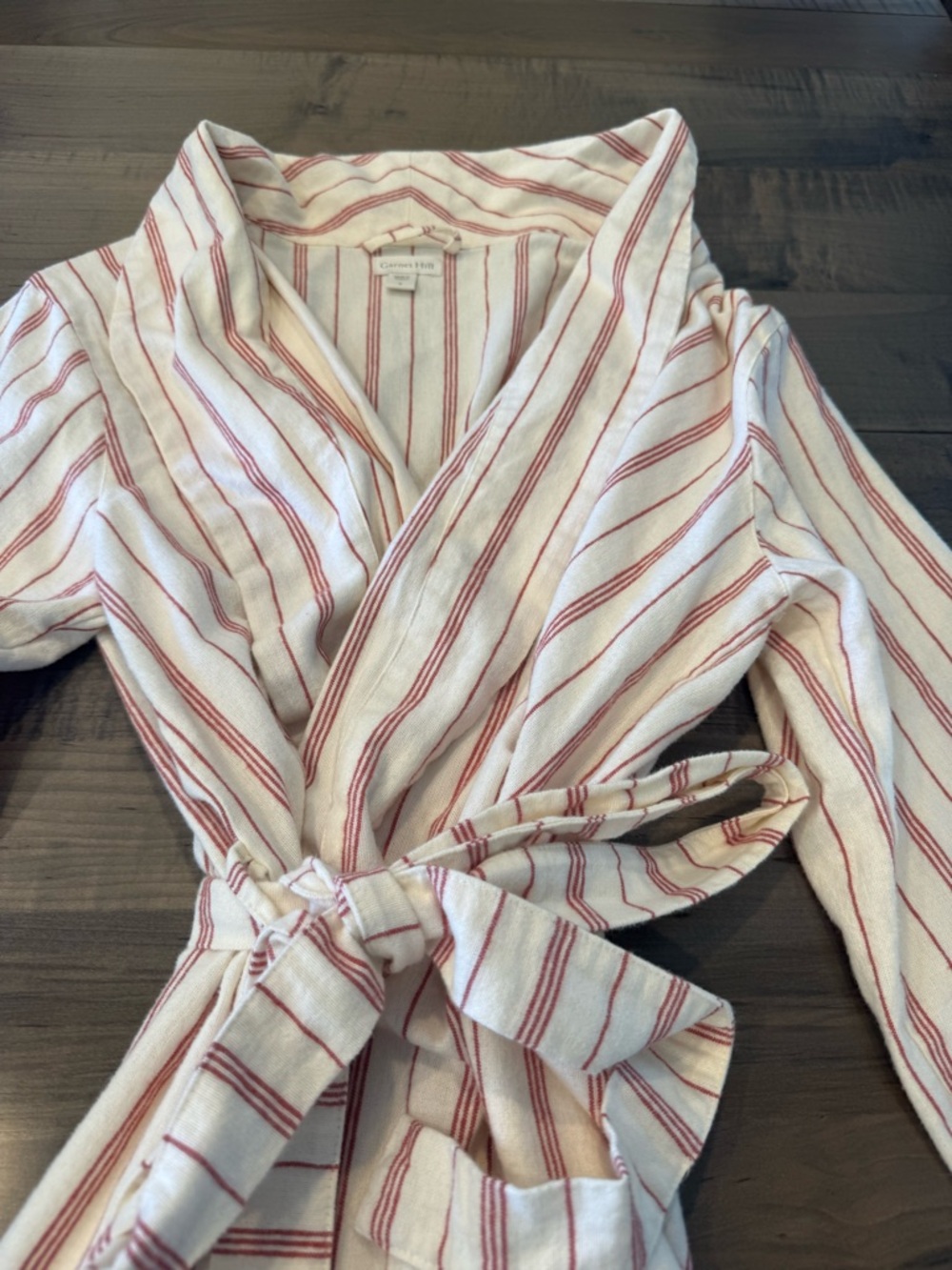 Garnet Hill Vertical Stripes Organic Cotton Robe - Picture 2 of 4
